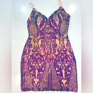 Women’s Formal Sparkly Short Dress Spaghetti Straps